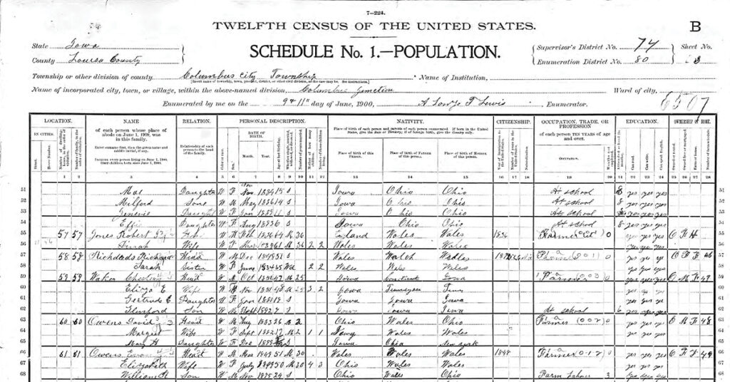 Welsh family on the US Census